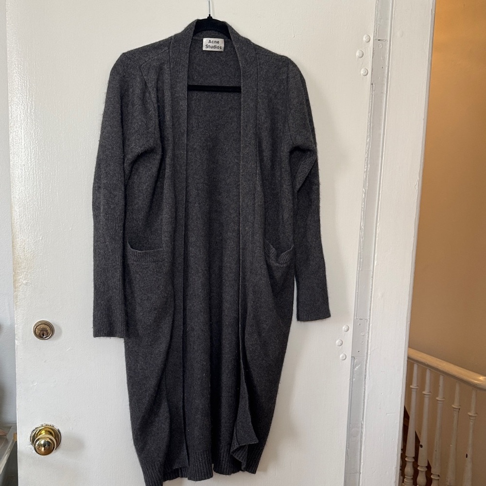Acne Studios Dark Gray Long Open-Front Cardigan